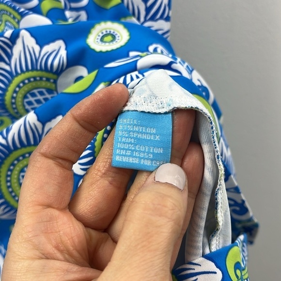 J. McLaughlin Catalina Cloth Blue Green Crochet Floral Sleeveless Dress Womens M - Picture 11 of 13